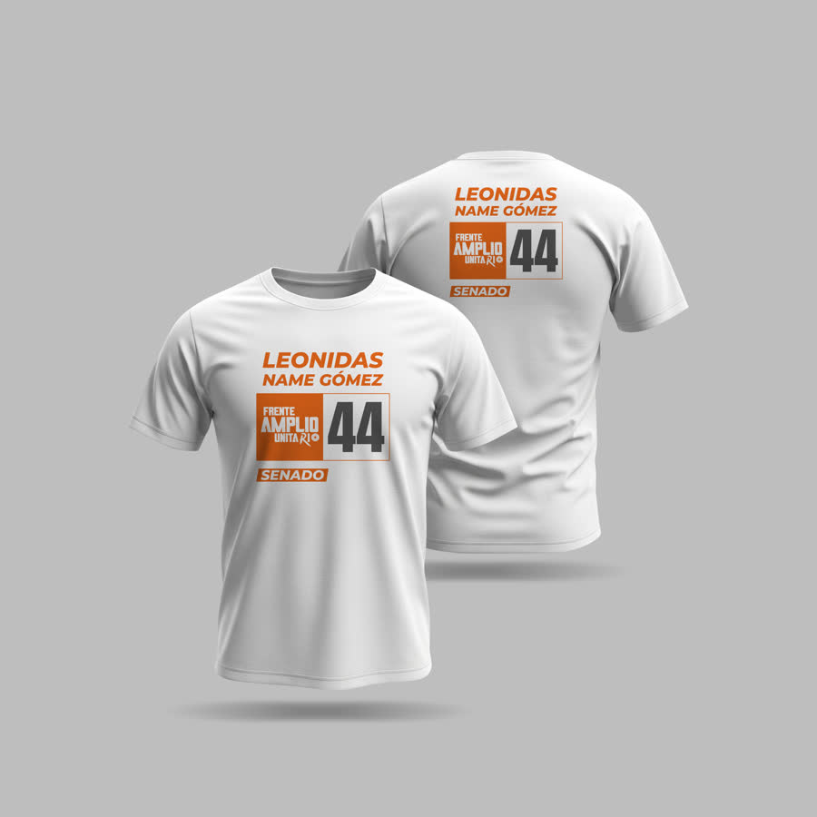 Mockup de camiseta blanca de campaña, frente y espalda